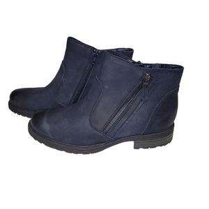 Earth Jordan Navy Vintage Leather Man-Made Materials Ankle Boot Size 10B